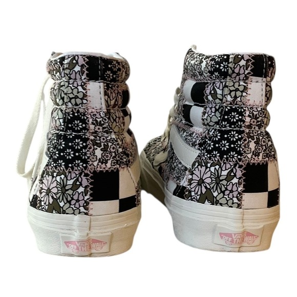 Vans Sk8 Hi Patchwork Floral Black White High Top Sneakers Women US 8 - Picture 3 of 12